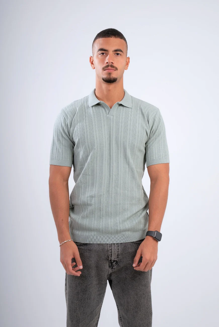 Striped Knitted Polo - Image 4