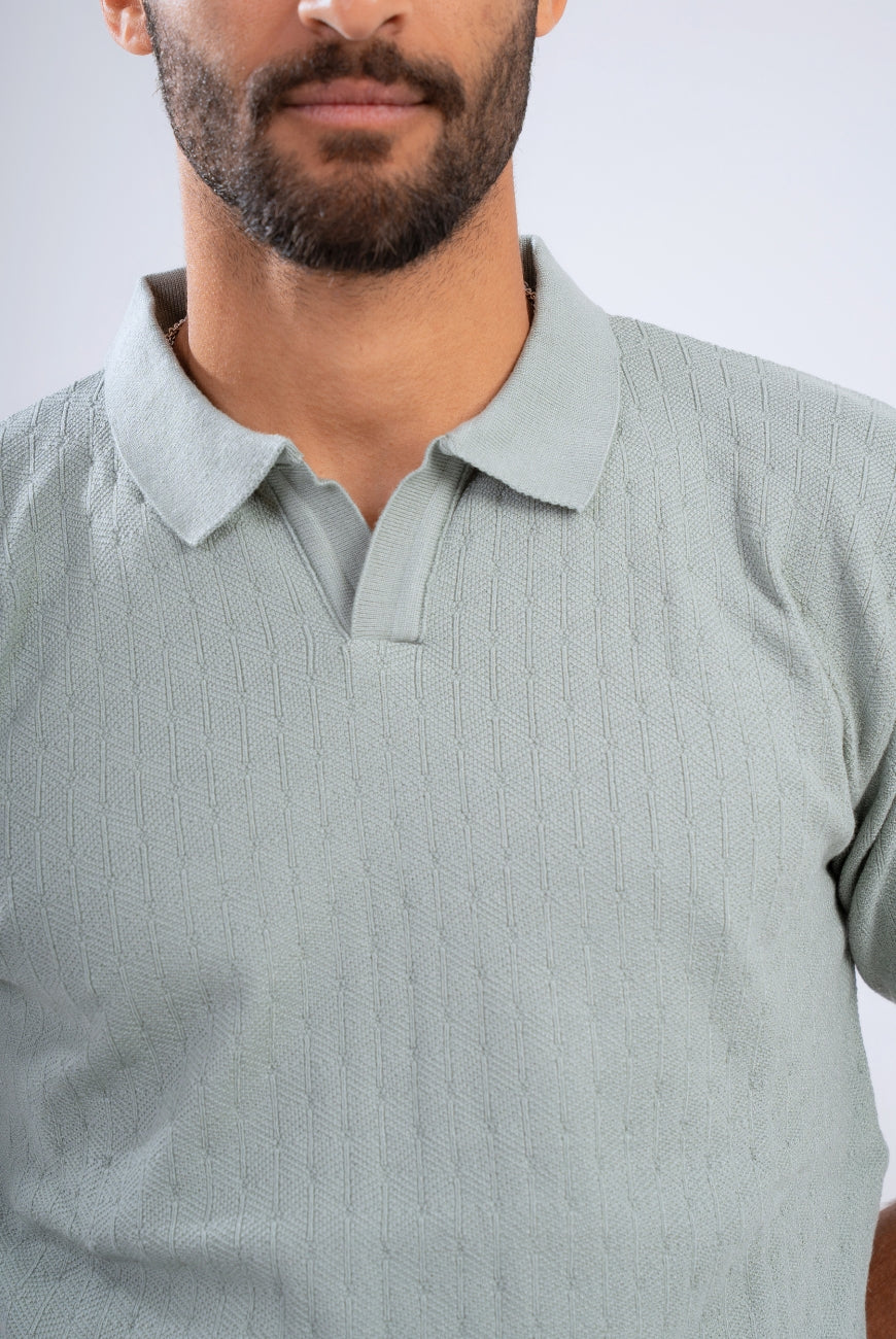 Textured Knitted Polo - Image 11