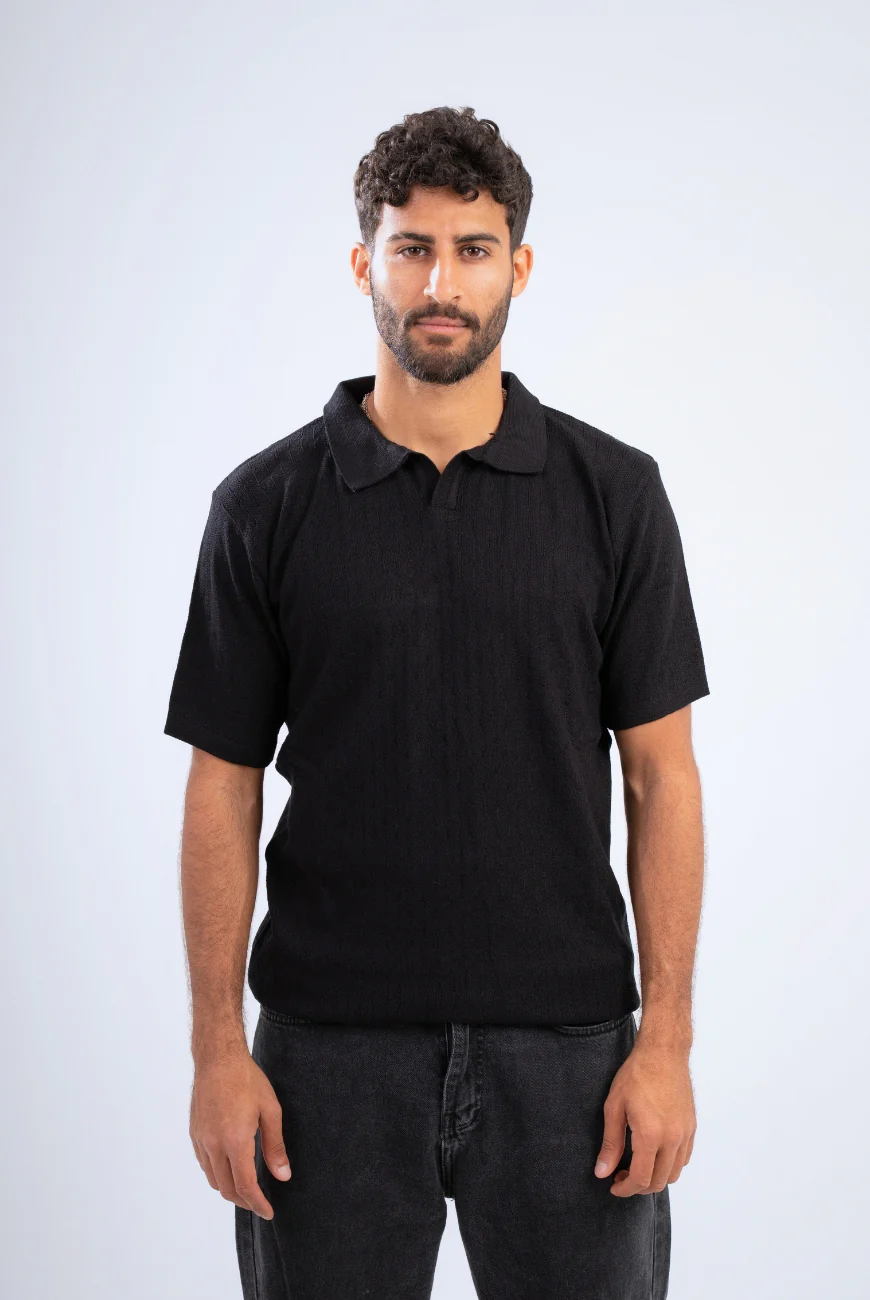 Textured Knitted Polo - Image 4