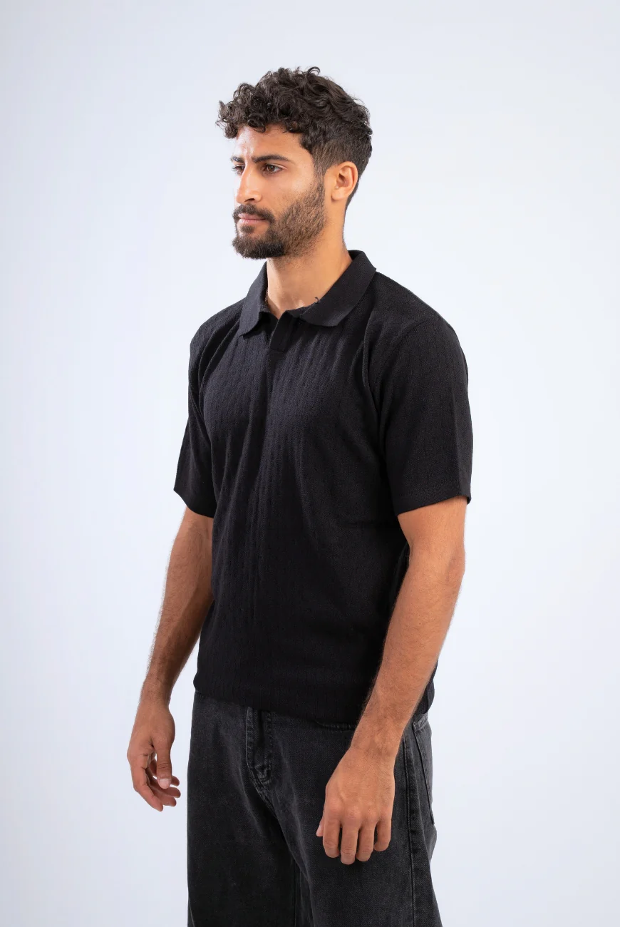 Textured Knitted Polo - Image 5