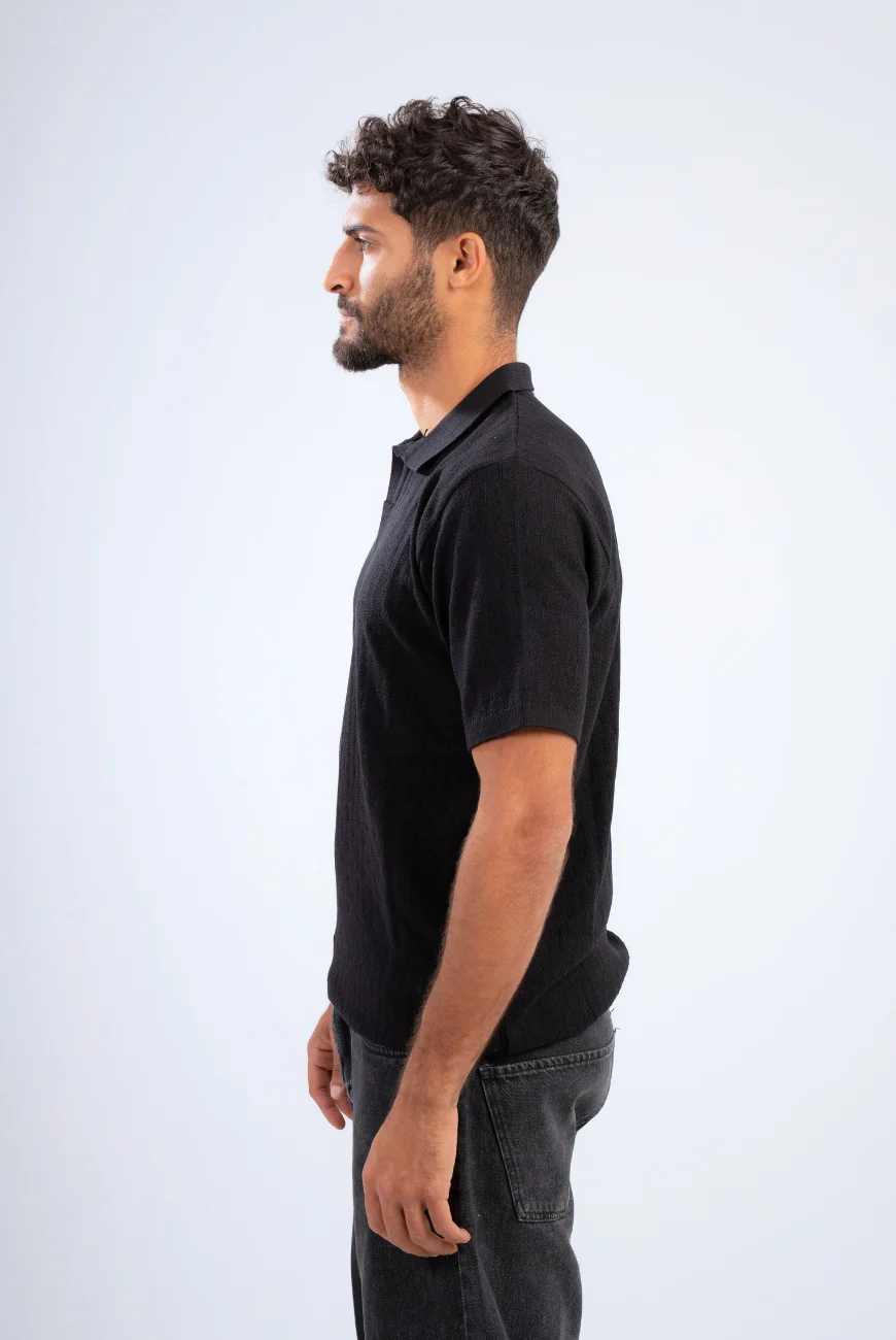 Textured Knitted Polo - Image 6