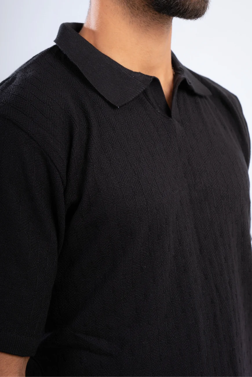 Textured Knitted Polo - Image 7