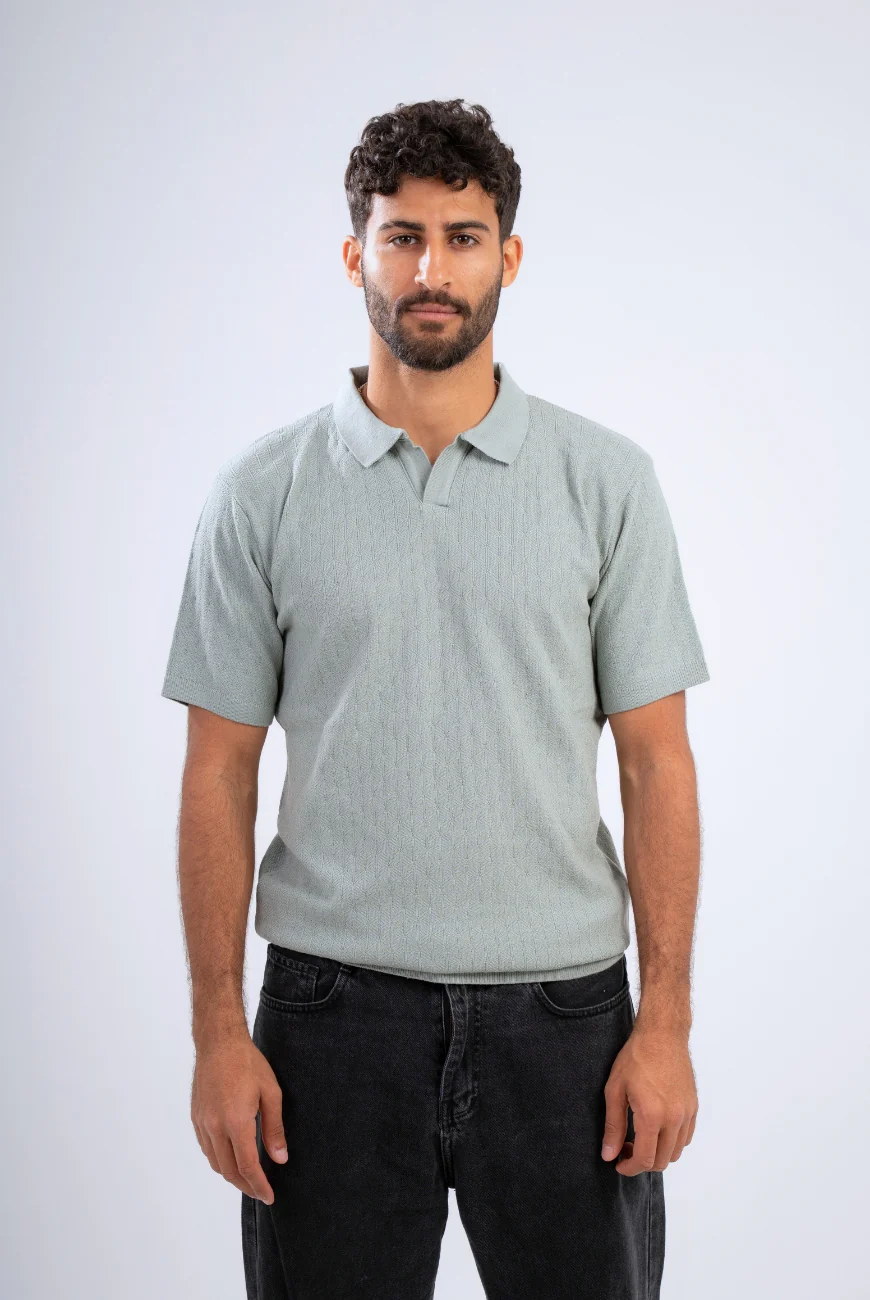 Textured Knitted Polo - Image 8
