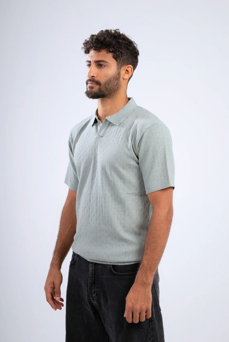 Textured Knitted Polo - Image 9